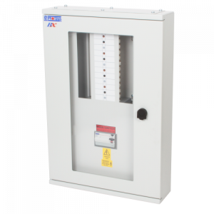 8 Way 100A Triple Pole and Neutral BX Range MCB Distribution Board Complete with 63A 30mA Four Pole RCD Incomer Fitted Clear Door - Image 1