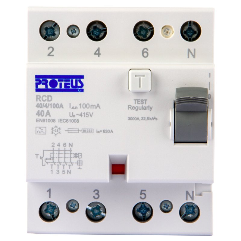 40A 4 Pole 100mA Type A Bidirectional RCD – Proteus Switchgear