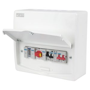 100A DP Isolator Incomer PV Metalclad Consumer Unit c/w 20A B Curve RCBO