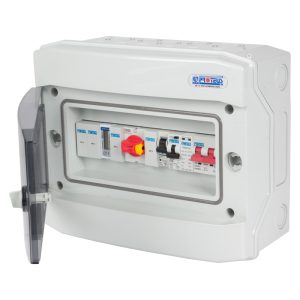 100A DP Isolator Incomer PV IP65 Distribution Board c/w 16A B Curve RCBO